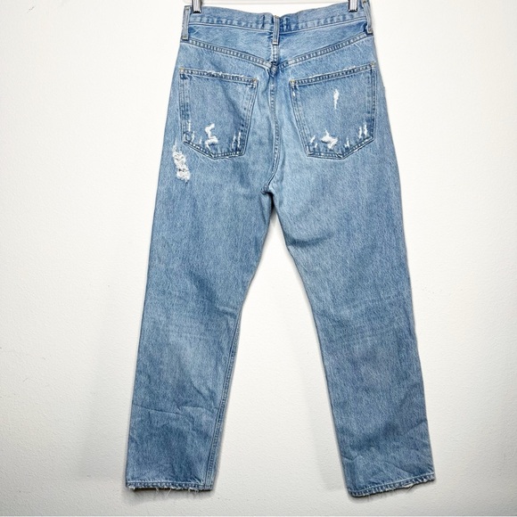 Agolde 90s Mid Rise Loose Fit Distressed Blue Jeans Size 26 - Picture 6 of 10
